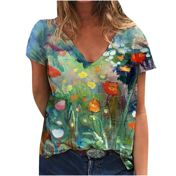 women's t-shirt floral print t-shirts casual short sleeve funny graphic v-neck plus size ladies summer vintage pullover, White
women's t-shirt floral print t-shirts casual short sleeve funny graphic v-neck plus size ladies summer vintage pullover, White