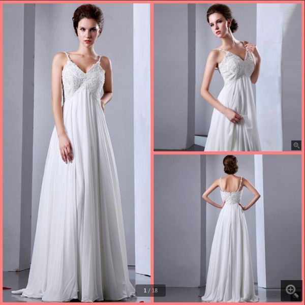 vestido de novia spaghetti straps white chiffon wedding dress v neck lace appliques beaded sequins summer bridal gowns floor length beach br
vestido de novia spaghetti straps white chiffon wedding dress v neck lace appliques beaded sequins summer bridal gowns floor length beach br
