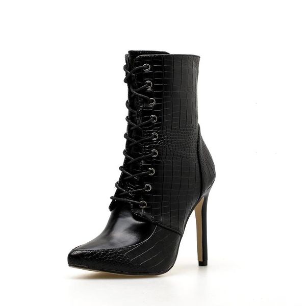 boots black snakeskin grain ankle strap for women stiletto high heels pointed toe zip ladies shoes lace-up size 35-42
boots black snakeskin grain ankle strap for women stiletto high heels pointed toe zip ladies shoes lace-up size 35-42
