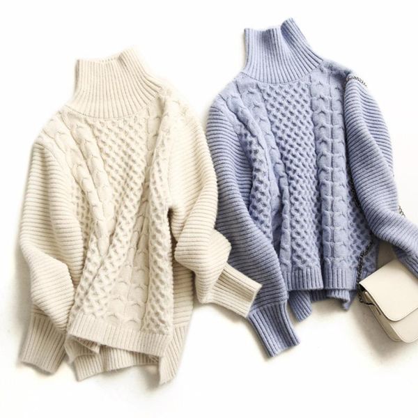 women's sweaters 2021 temperament turtleneck sweater women wool knitwear coarse needle linen pattern cardigan autumn winter, White;black
women's sweaters 2021 temperament turtleneck sweater women wool knitwear coarse needle linen pattern cardigan autumn winter, White;black