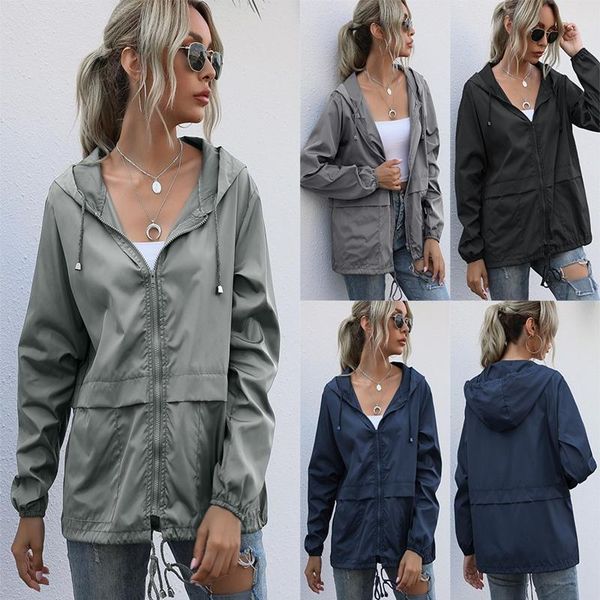 women's zipper hooded jacket lightweight outdoor hiking waterproof raincoat casual solid long sleeve loose jackets, Black;brown
women's zipper hooded jacket lightweight outdoor hiking waterproof raincoat casual solid long sleeve loose jackets, Black;brown