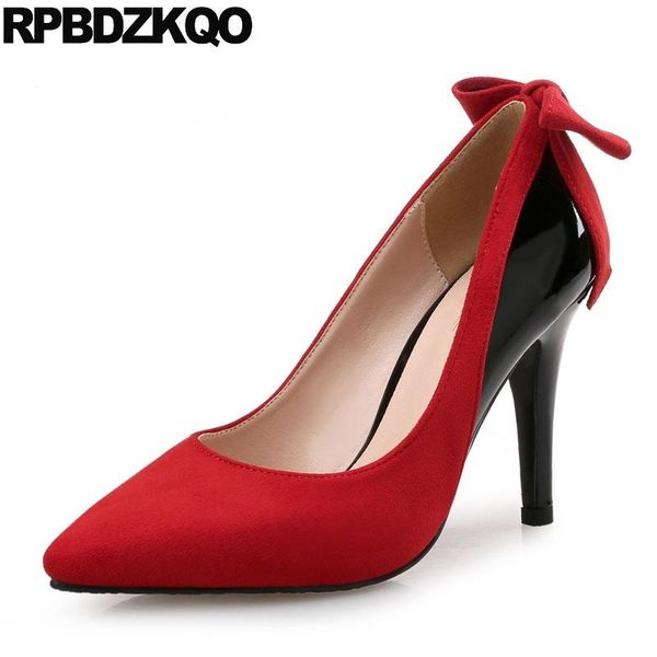 suede pointed toe sweet stiletto high heels patent leather multi colored size 33 women pumps plus 3 inch party shoes red bow dress, Black
suede pointed toe sweet stiletto high heels patent leather multi colored size 33 women pumps plus 3 inch party shoes red bow dress, Black