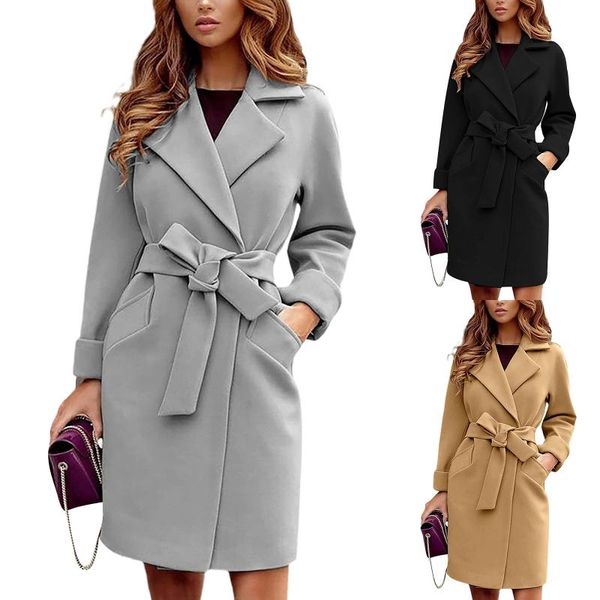 women's trench coats female woolen coat solid color lapel long sleeve jacket with waist belt for winter khaki/gray/black s//l/xl/xxl, Tan;black
women's trench coats female woolen coat solid color lapel long sleeve jacket with waist belt for winter khaki/gray/black s//l/xl/xxl, Tan;black