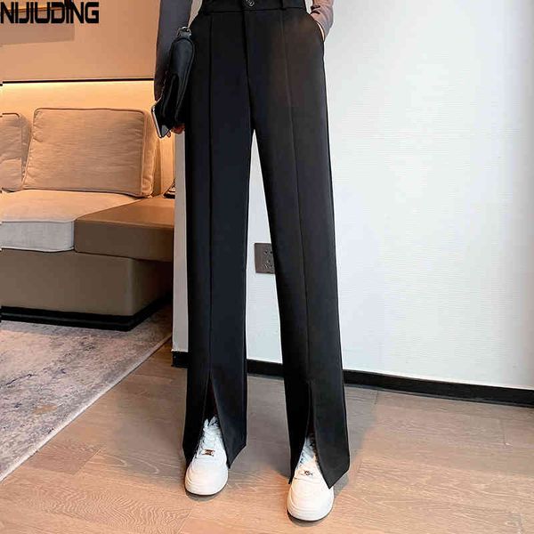 casual high waist button wide leg pants for women spring summer loose female floor-length split suits ladies trousers 210514, Black;white
casual high waist button wide leg pants for women spring summer loose female floor-length split suits ladies trousers 210514, Black;white