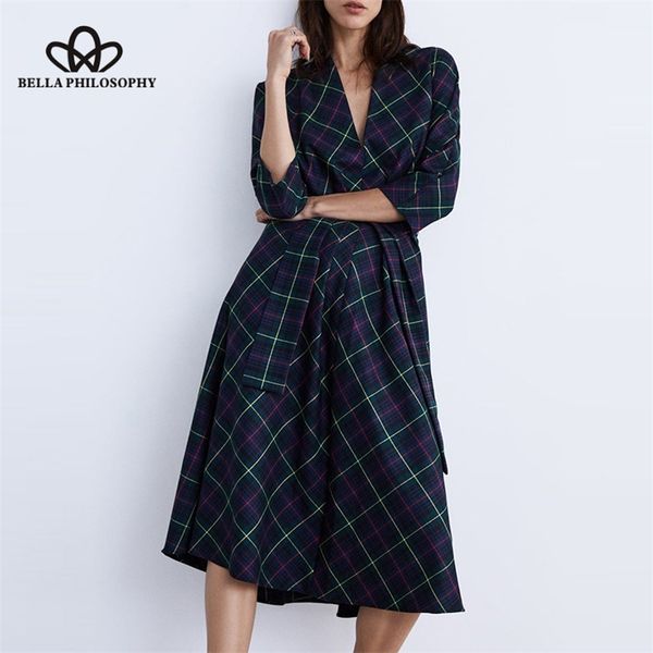 three quarter long dress vintage sashes female plaid v-neck casual belt retro a-line lady maxi 210519, Black;gray
three quarter long dress vintage sashes female plaid v-neck casual belt retro a-line lady maxi 210519, Black;gray