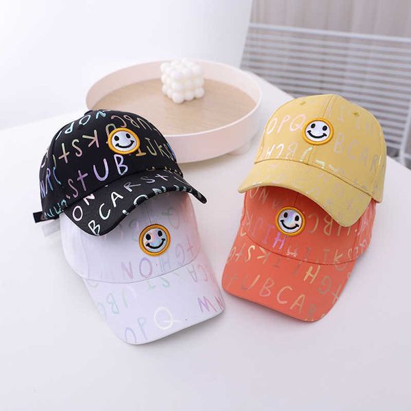 children's hat men's spring and autumn embroidery smiling face round label letter baseball cap primary school students' outdo, Yellow
children's hat men's spring and autumn embroidery smiling face round label letter baseball cap primary school students' outdo, Yellow