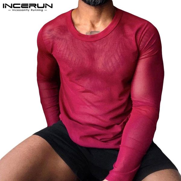 men's t-shirts incerun men mesh t shirt transparent o neck long sleeve streetwear casual solid tee 2021 party camiseta masculina 5, White;black
men's t-shirts incerun men mesh t shirt transparent o neck long sleeve streetwear casual solid tee 2021 party camiseta masculina 5, White;black