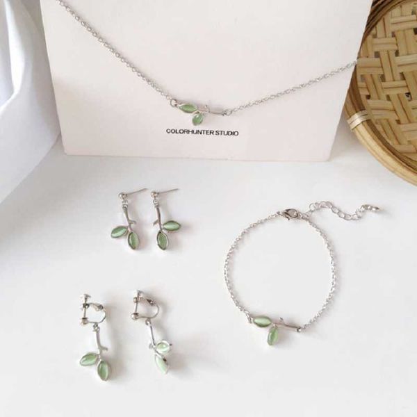 chains art and fresh green ear stud earrings clip temperament fashion contracted party anniversary branch opal bracelet necklace, Silver
chains art and fresh green ear stud earrings clip temperament fashion contracted party anniversary branch opal bracelet necklace, Silver
