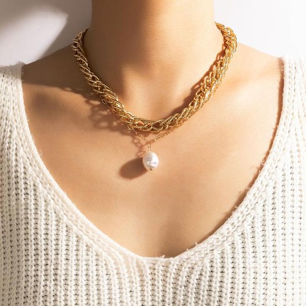 chokers huatang punk pearl penant choker necklace for women thick gold color metal chains short trendy jewelry party gift 18452, Golden;silver
chokers huatang punk pearl penant choker necklace for women thick gold color metal chains short trendy jewelry party gift 18452, Golden;silver