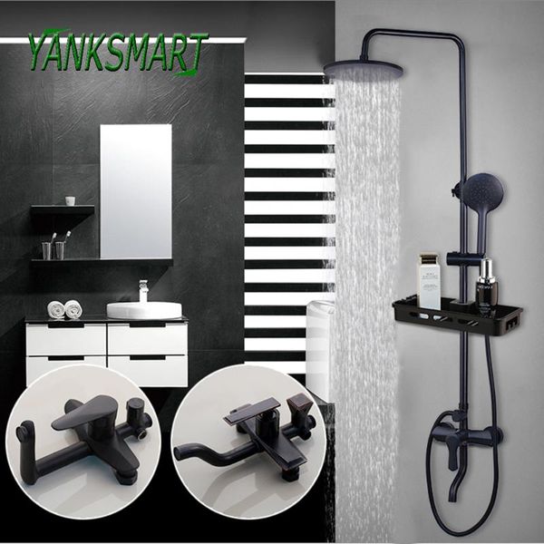 matte black rainfall shower faucet set single handle wall mounted mixer with storage shelf & hand sprayer bathroom tap sets
matte black rainfall shower faucet set single handle wall mounted mixer with storage shelf & hand sprayer bathroom tap sets