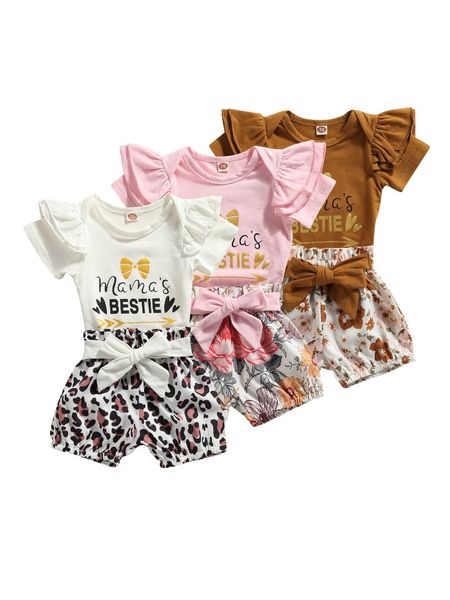 clothing sets baby girls 2pcs summer outfits, short sleeve letter print bodysuit + belted shorts set, White
clothing sets baby girls 2pcs summer outfits, short sleeve letter print bodysuit + belted shorts set, White