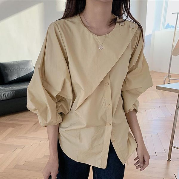 women's blouses & shirts vanovich korean style women 2022 spring and autumn wild cotton ladies round neck single-breasted clothes, White
women's blouses & shirts vanovich korean style women 2022 spring and autumn wild cotton ladies round neck single-breasted clothes, White