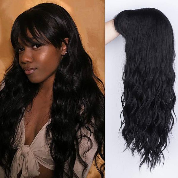 european and american fashion women's wig black long curly fake hair set rose net factory wholesale
european and american fashion women's wig black long curly fake hair set rose net factory wholesale