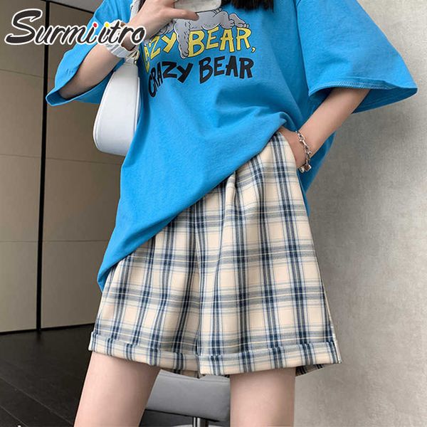 surmiitro casual plaid summer shorts women korean style wide leg short pants high waist shorts female 210712, White;black
surmiitro casual plaid summer shorts women korean style wide leg short pants high waist shorts female 210712, White;black