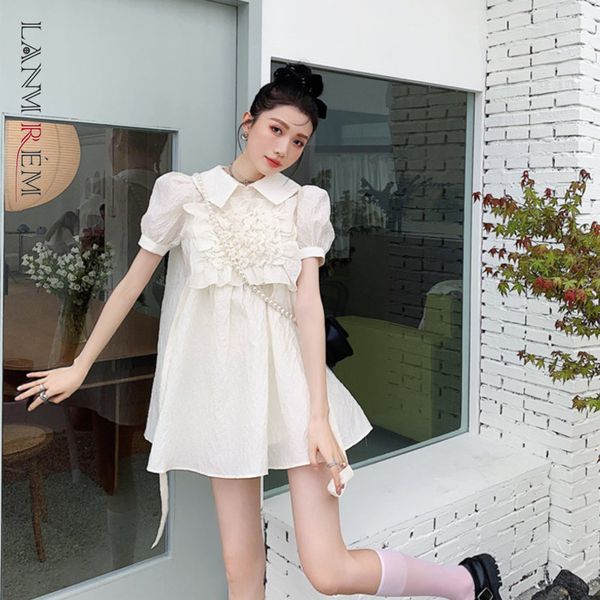 women dress beige embossed lapel pleated short puff sleeve temperament fit fashion summer 2h509 210507, Black;gray
women dress beige embossed lapel pleated short puff sleeve temperament fit fashion summer 2h509 210507, Black;gray