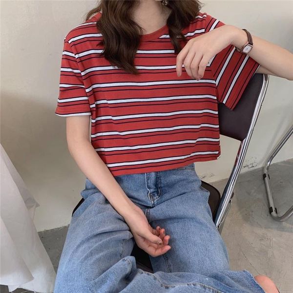 women's t-shirt casual plus size o-neck striped crop summer t-shirts fashion brand korean camisetas mujer tees vetement fe, White
women's t-shirt casual plus size o-neck striped crop summer t-shirts fashion brand korean camisetas mujer tees vetement fe, White
