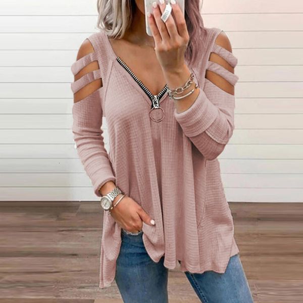 women's blouses & shirts women hollow out long blouse shirt 2021 spring sleeve zipper v neck lady casual loose solid blu, White
women's blouses & shirts women hollow out long blouse shirt 2021 spring sleeve zipper v neck lady casual loose solid blu, White