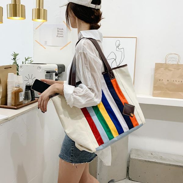 spring big capacity bag 2021 fashion style western shoulder striped portable canvas tote bags
spring big capacity bag 2021 fashion style western shoulder striped portable canvas tote bags