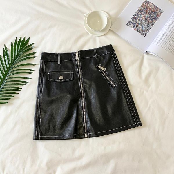 skirts 2021 fashion summer women skirt pu leather mini with pockets zipper a-line package hip high waist female clothing, Black
skirts 2021 fashion summer women skirt pu leather mini with pockets zipper a-line package hip high waist female clothing, Black