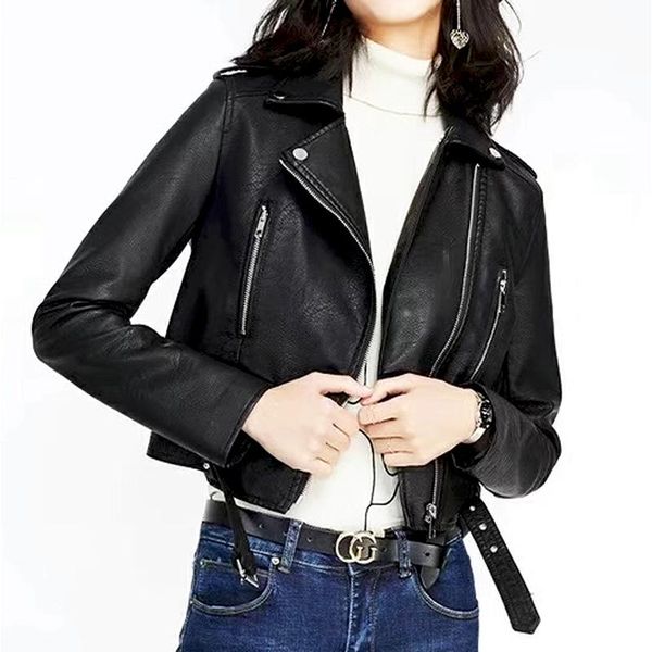 women's leather & faux 5033 short office lady black pu jacket womens fashion zipper winter long sleeve outerwear with pockets jaqueta f
women's leather & faux 5033 short office lady black pu jacket womens fashion zipper winter long sleeve outerwear with pockets jaqueta f