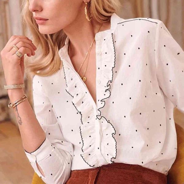 blouses chemise ruffle women autumn summer long sleeve v neck polka dot embroidery chic elegant shirts tunic vintage blouse, White
blouses chemise ruffle women autumn summer long sleeve v neck polka dot embroidery chic elegant shirts tunic vintage blouse, White