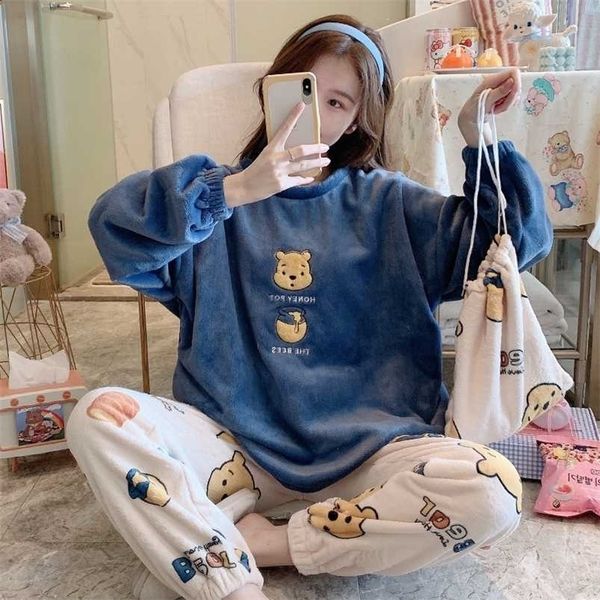 women pajama set warm flannel pajamas sleepwear homewear thick winter velvet female plush pyjamas suit sweatshirt 211103, Black;red
women pajama set warm flannel pajamas sleepwear homewear thick winter velvet female plush pyjamas suit sweatshirt 211103, Black;red