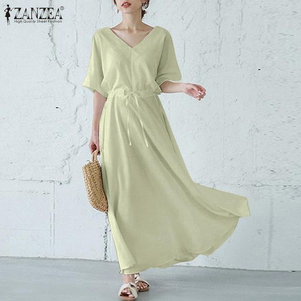 elegant women's solid sundress v neck casual maxi dress short sleeve vestidos female drawstring robe femme oversized dresses, Black;gray
elegant women's solid sundress v neck casual maxi dress short sleeve vestidos female drawstring robe femme oversized dresses, Black;gray