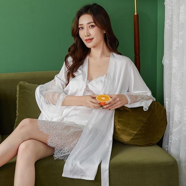 women's sleepwear white hollow out robe set women satin kimono gown summer v-neck sleep femme nightgown casual 2pcs home wear, Black;red
women's sleepwear white hollow out robe set women satin kimono gown summer v-neck sleep femme nightgown casual 2pcs home wear, Black;red