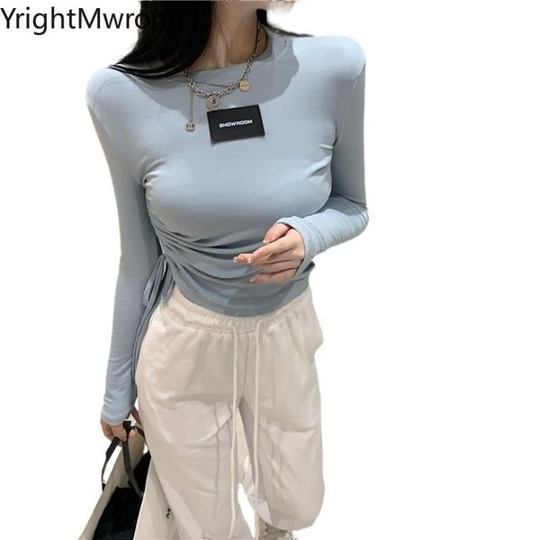 side drawstring adjustable lace up tie ruched aesthetic long sleeve bandage crop t-shirt women t shirt cropped fashion, White
side drawstring adjustable lace up tie ruched aesthetic long sleeve bandage crop t-shirt women t shirt cropped fashion, White