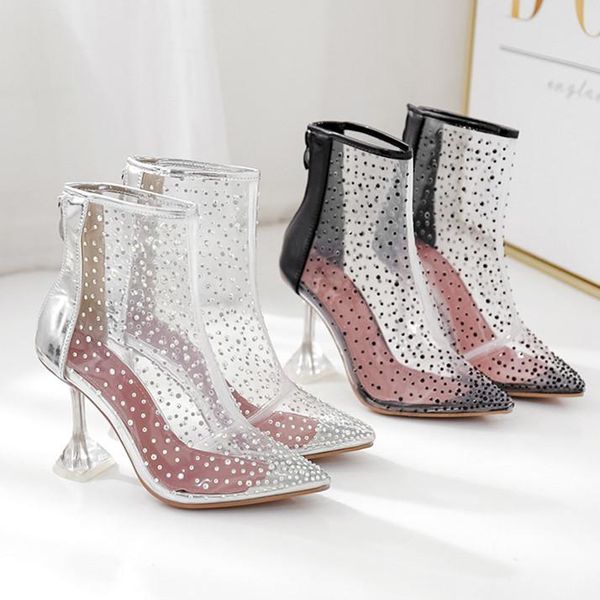 boots spring/autumn pointed head high heel pvc transparent women zipper diamond crystal, Black
boots spring/autumn pointed head high heel pvc transparent women zipper diamond crystal, Black