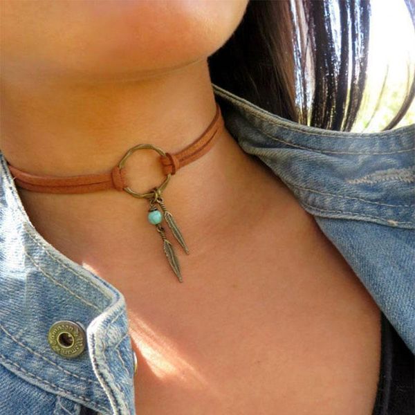 chains vintage alloy feather leather witch choker necklace for women antique gold circle collar female boho jewelry collares, Silver
chains vintage alloy feather leather witch choker necklace for women antique gold circle collar female boho jewelry collares, Silver