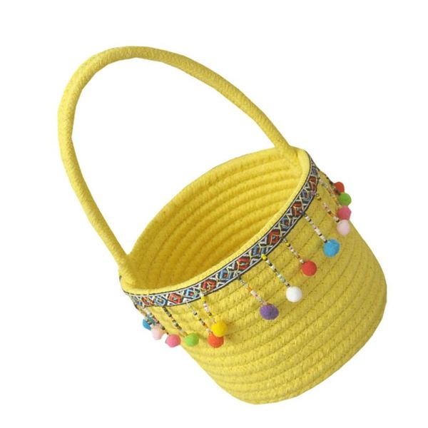 storage baskets 1pc cotton thread flower basket decorative vessel (yellow) 
storage baskets 1pc cotton thread flower basket decorative vessel (yellow)