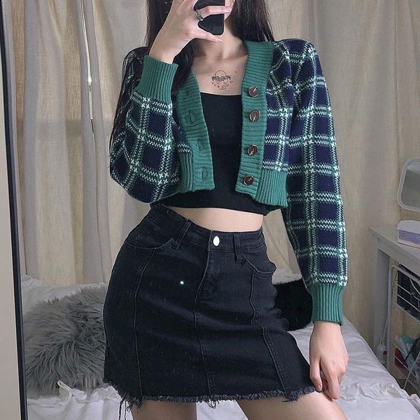 women's knits & tees women cardigan sweaters spring autumn knit crop casual long sleeve button down plaid print loose fit fashion, White
women's knits & tees women cardigan sweaters spring autumn knit crop casual long sleeve button down plaid print loose fit fashion, White