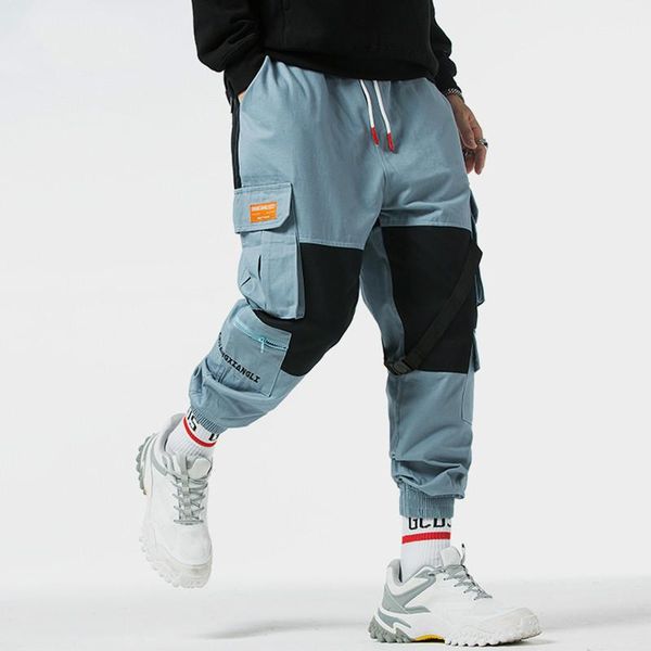 men's pants 2021 hip cargo multi pockets men harajuku joggers streetwear color block swag ribbon track trousers hipster, Black
men's pants 2021 hip cargo multi pockets men harajuku joggers streetwear color block swag ribbon track trousers hipster, Black