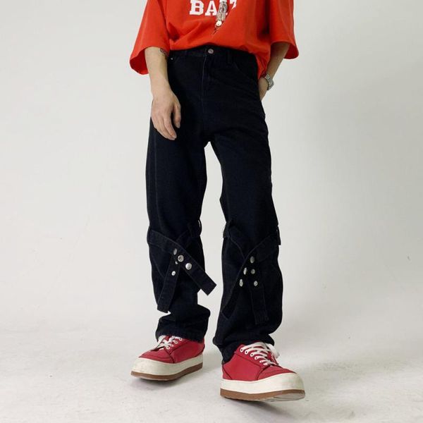 men's jeans male hip hop dance trousers bandage men vibe style fashion korean chic streetwear straight loose casual denim pants, Blue
men's jeans male hip hop dance trousers bandage men vibe style fashion korean chic streetwear straight loose casual denim pants, Blue