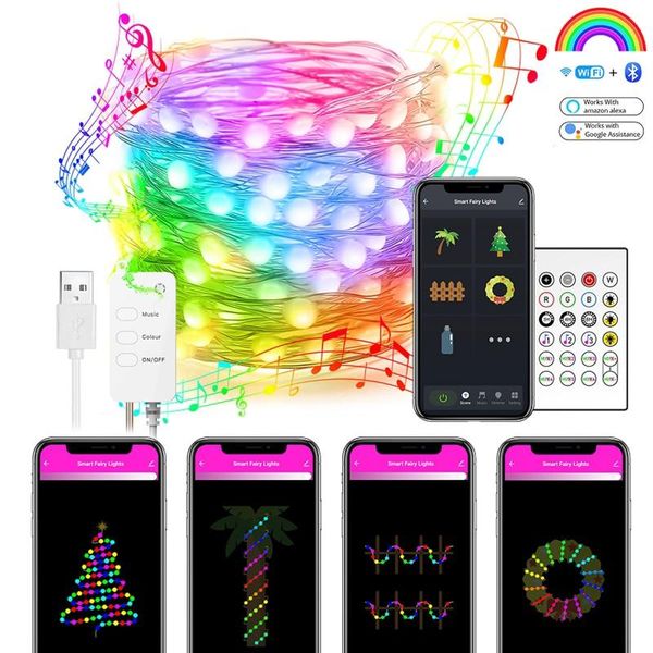 strings smart usb led string lights dancing with songs sync dream color fairy lamp garland for home christmas year's decor
strings smart usb led string lights dancing with songs sync dream color fairy lamp garland for home christmas year's decor