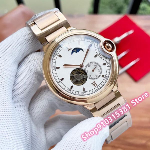 wristwatches automatic sport mechanical tourbillon watch fashion men stainless steel moon phase wristwatch waterproof 42mm, Slivery;brown
wristwatches automatic sport mechanical tourbillon watch fashion men stainless steel moon phase wristwatch waterproof 42mm, Slivery;brown
