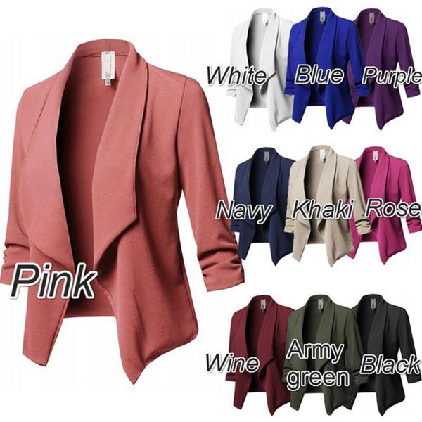 women business office casual blazer solid color long sleeve notched neck open front short suit jacket for women's coat suits & blazers, White;black
women business office casual blazer solid color long sleeve notched neck open front short suit jacket for women's coat suits & blazers, White;black