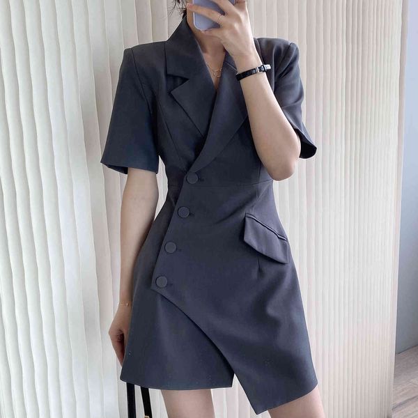 women's t-shirt v-neck short suit female summer solid knee-length vestidos french temperament slim single -breasted sq86, White
women's t-shirt v-neck short suit female summer solid knee-length vestidos french temperament slim single -breasted sq86, White