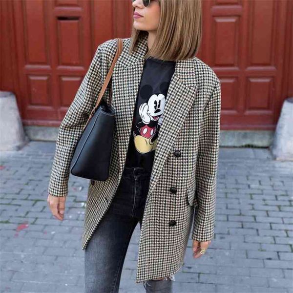 vintage woman loose plaid blazer coat spring fashion ladies oversized button outwear female elegant streetwear jackets 210515, White;black
vintage woman loose plaid blazer coat spring fashion ladies oversized button outwear female elegant streetwear jackets 210515, White;black