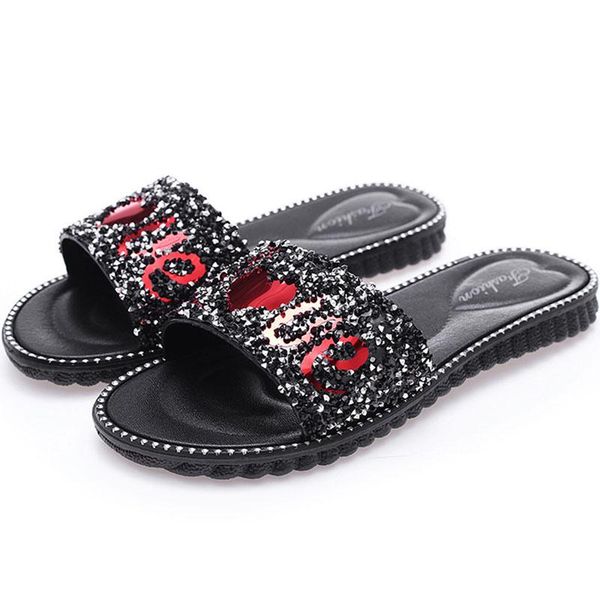 slippers summer women love type flash diamond outdoor word shoes zapatos de mujer, Black
slippers summer women love type flash diamond outdoor word shoes zapatos de mujer, Black