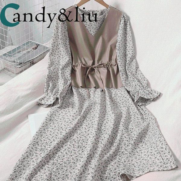 autumn temperament ageing sweet floral dress korean slim + sleeveless v-neck lace-up pu vest two-piece set casual dresses, Black;gray
autumn temperament ageing sweet floral dress korean slim + sleeveless v-neck lace-up pu vest two-piece set casual dresses, Black;gray