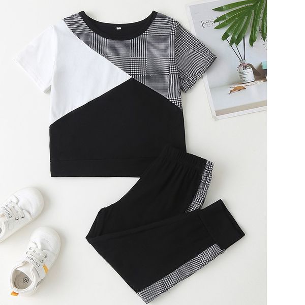 2021 spring summer kids clothes girls black white splicing short sleeve jacket trousers set casual cotton toddler wear, Blue;gray
2021 spring summer kids clothes girls black white splicing short sleeve jacket trousers set casual cotton toddler wear, Blue;gray