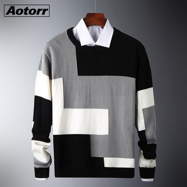 men long sleeve knitted sweater patchwork winter male warm pullovers casual brand pattern outfits sweaters coat men's, White;black
men long sleeve knitted sweater patchwork winter male warm pullovers casual brand pattern outfits sweaters coat men's, White;black