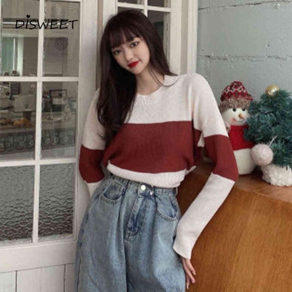 knits splicing woman fashion o-neck long sleeve loose pullover women casual slim women's knitted sweater, White
knits splicing woman fashion o-neck long sleeve loose pullover women casual slim women's knitted sweater, White
