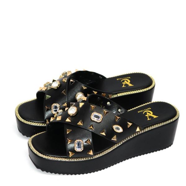 summer women shoes slippers slides pu rubber basic solid outside with pleated 37-42 rome platform dress, Black
summer women shoes slippers slides pu rubber basic solid outside with pleated 37-42 rome platform dress, Black