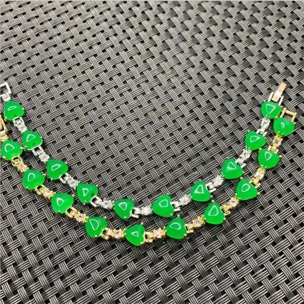 tennis natural malay jades chalcedony stone plated bracelet green heart shape beads jewelry making women's exquisite gifts 7inch, Golden;silver
tennis natural malay jades chalcedony stone plated bracelet green heart shape beads jewelry making women's exquisite gifts 7inch, Golden;silver