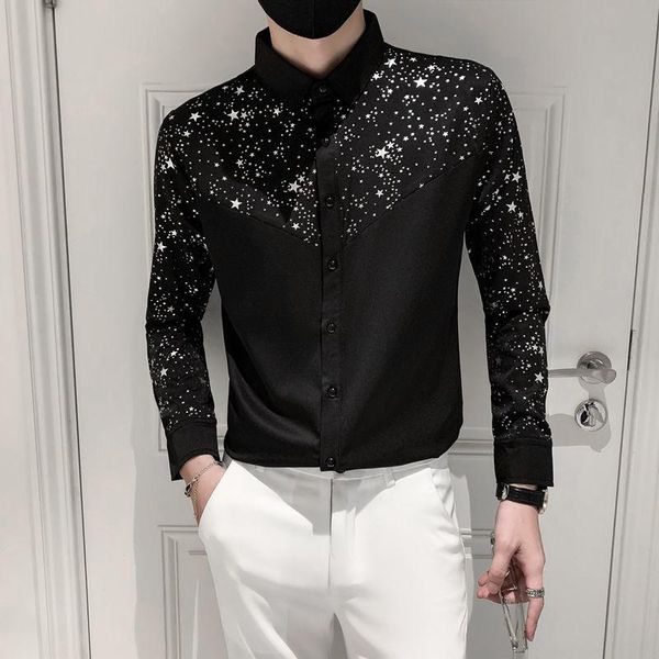 men's casual shirts streetwear fashion star mens men shirt slim dress tuxedo camiseta masculina korean clothes patchwork, White;black
men's casual shirts streetwear fashion star mens men shirt slim dress tuxedo camiseta masculina korean clothes patchwork, White;black