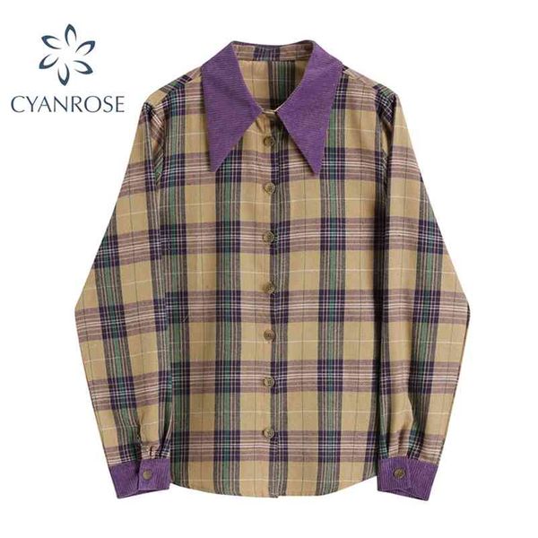 retro spring plaid women's blouse long sleeve lapel single breasted shirt and female oversized leisure chic ladies 210430, White
retro spring plaid women's blouse long sleeve lapel single breasted shirt and female oversized leisure chic ladies 210430, White