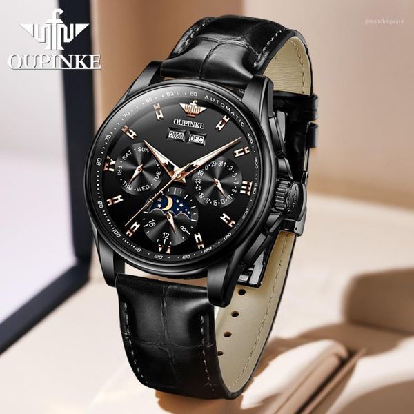 wristwatches oupinke black leather mens watches automatic mechanical moon phase sapphire glass wristwatch water resistance watch men 3189, Slivery;brown
wristwatches oupinke black leather mens watches automatic mechanical moon phase sapphire glass wristwatch water resistance watch men 3189, Slivery;brown